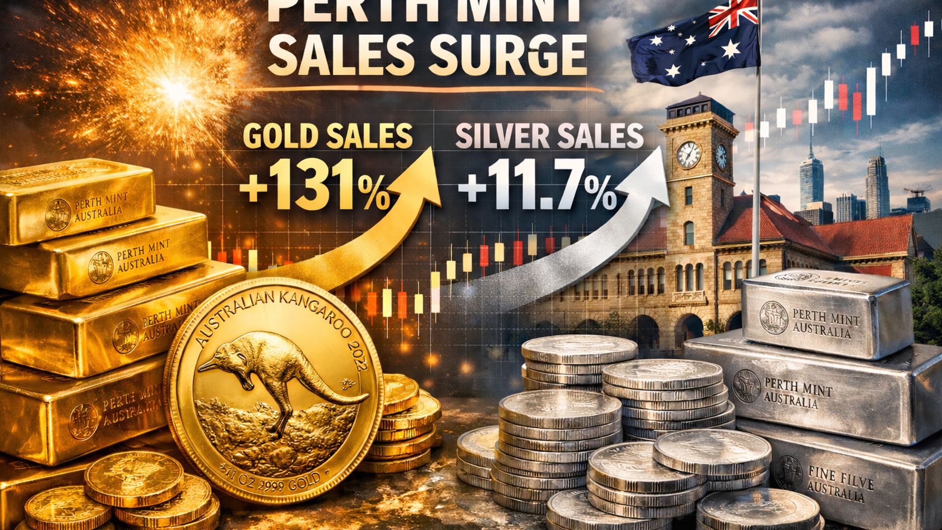 Doanh số vàng Perth Mint tăng vọt 131% trong tháng Hai, bạc tăng gần 12%