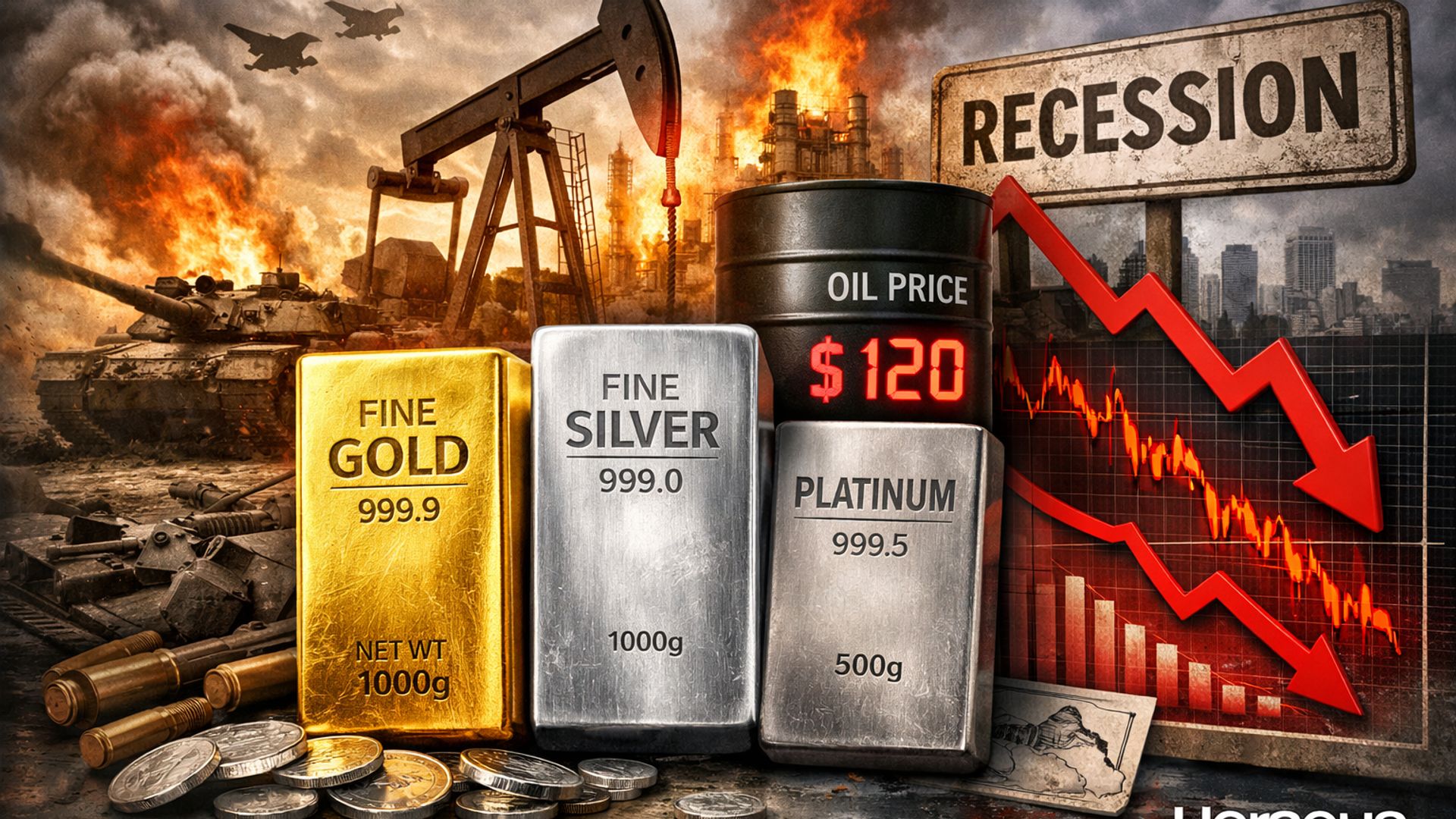 Chiến tranh Iran không tác động giá vàng nhưng suy thoái kinh tế có thể kéo giá bạc giảm mạnh