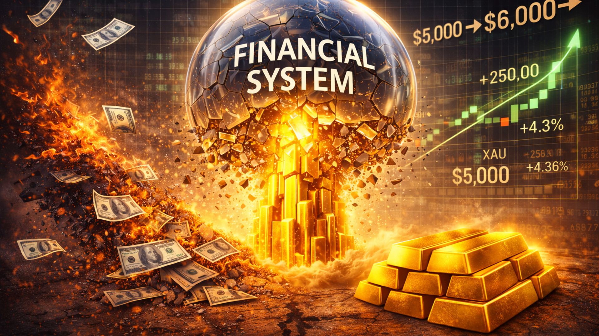 Giá vàng thế giới hướng tới 6.000 USD, tiềm năng năm chữ số nếu mất niềm tin tài chính