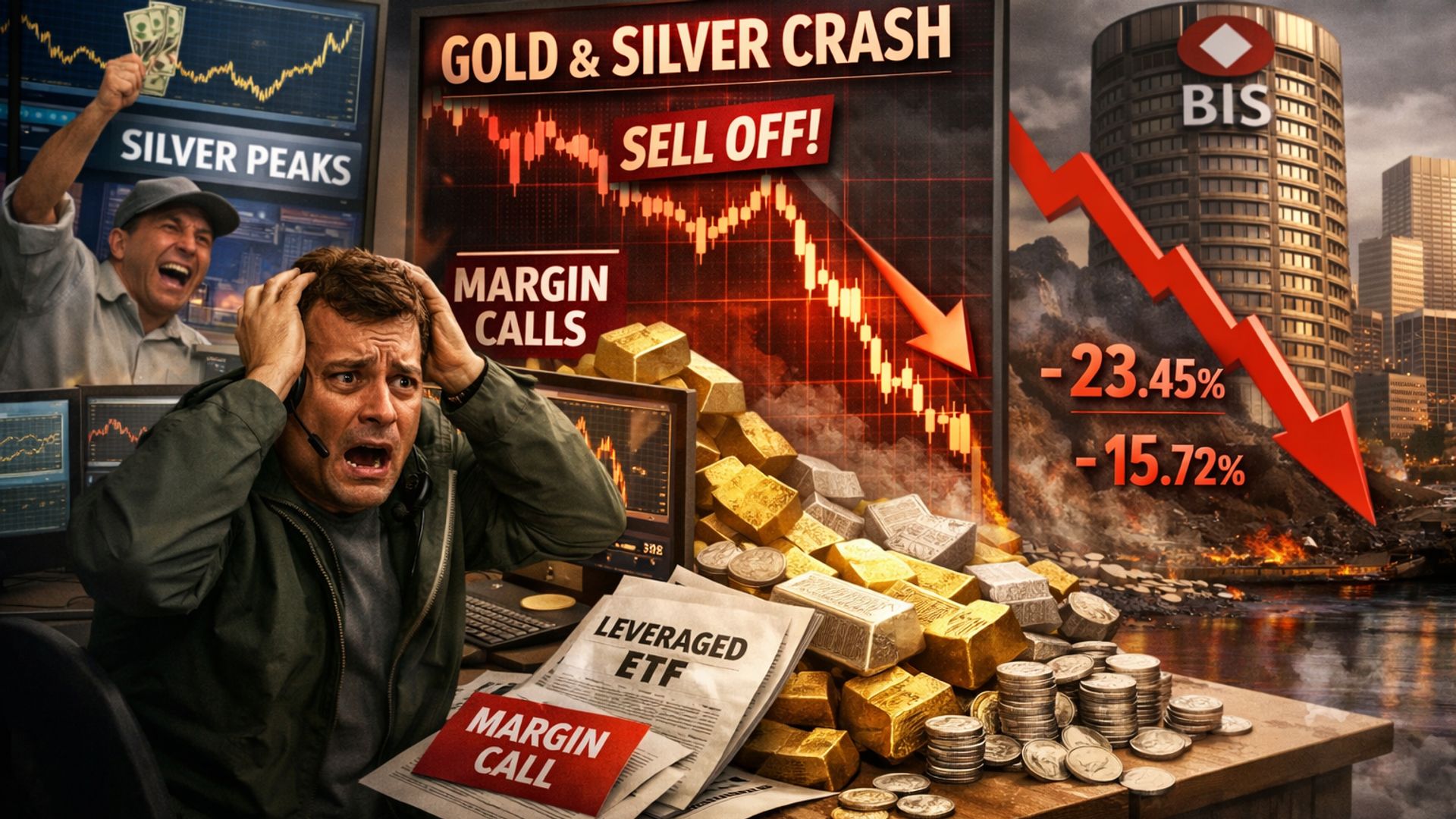 Giá vàng và bạc lao dốc mạnh do nhà đầu tư nhỏ lẻ dùng ETF đòn bẩy