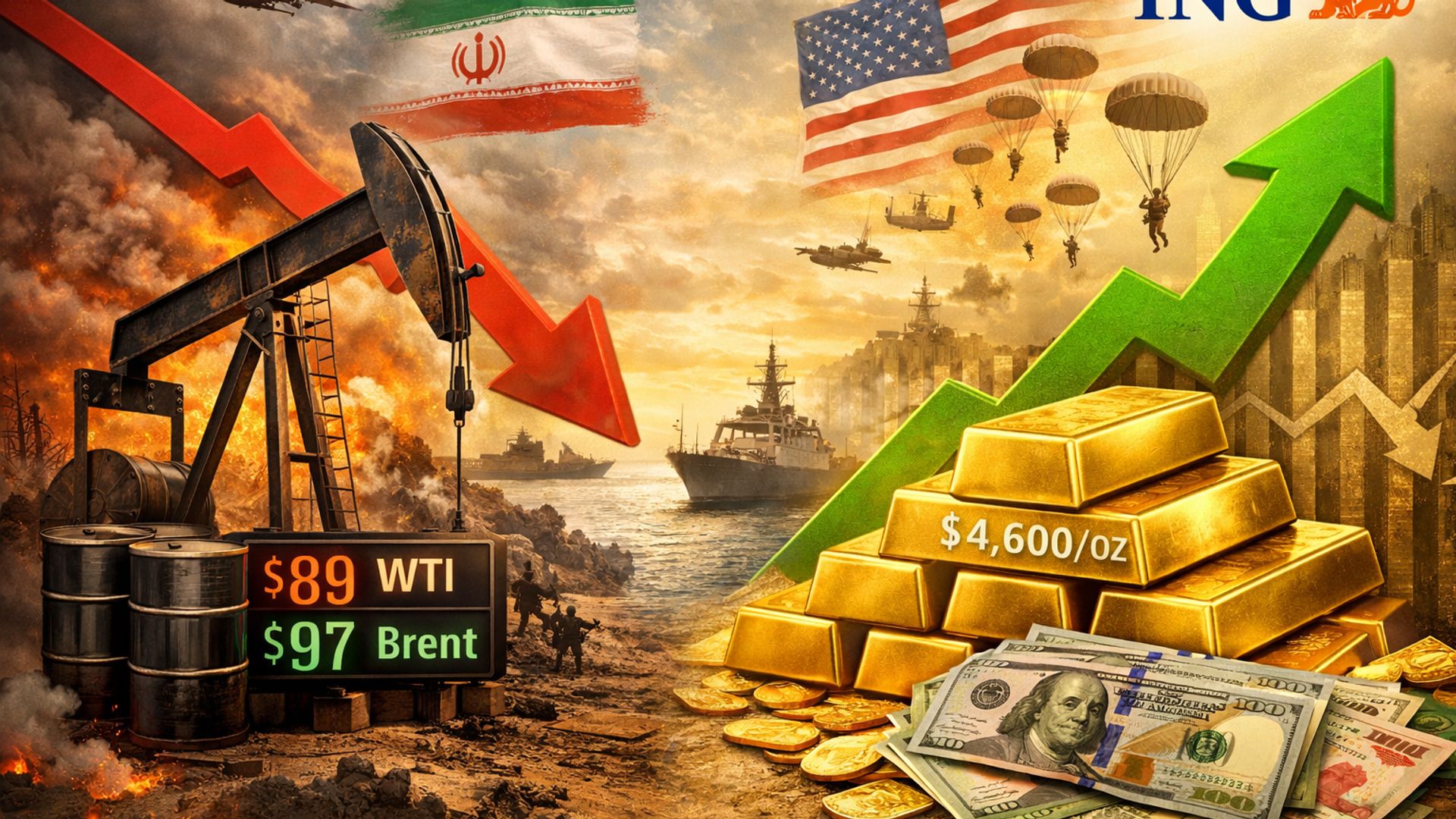 Giá vàng tăng trong bối cảnh giá dầu giảm và căng thẳng Iran phức tạp