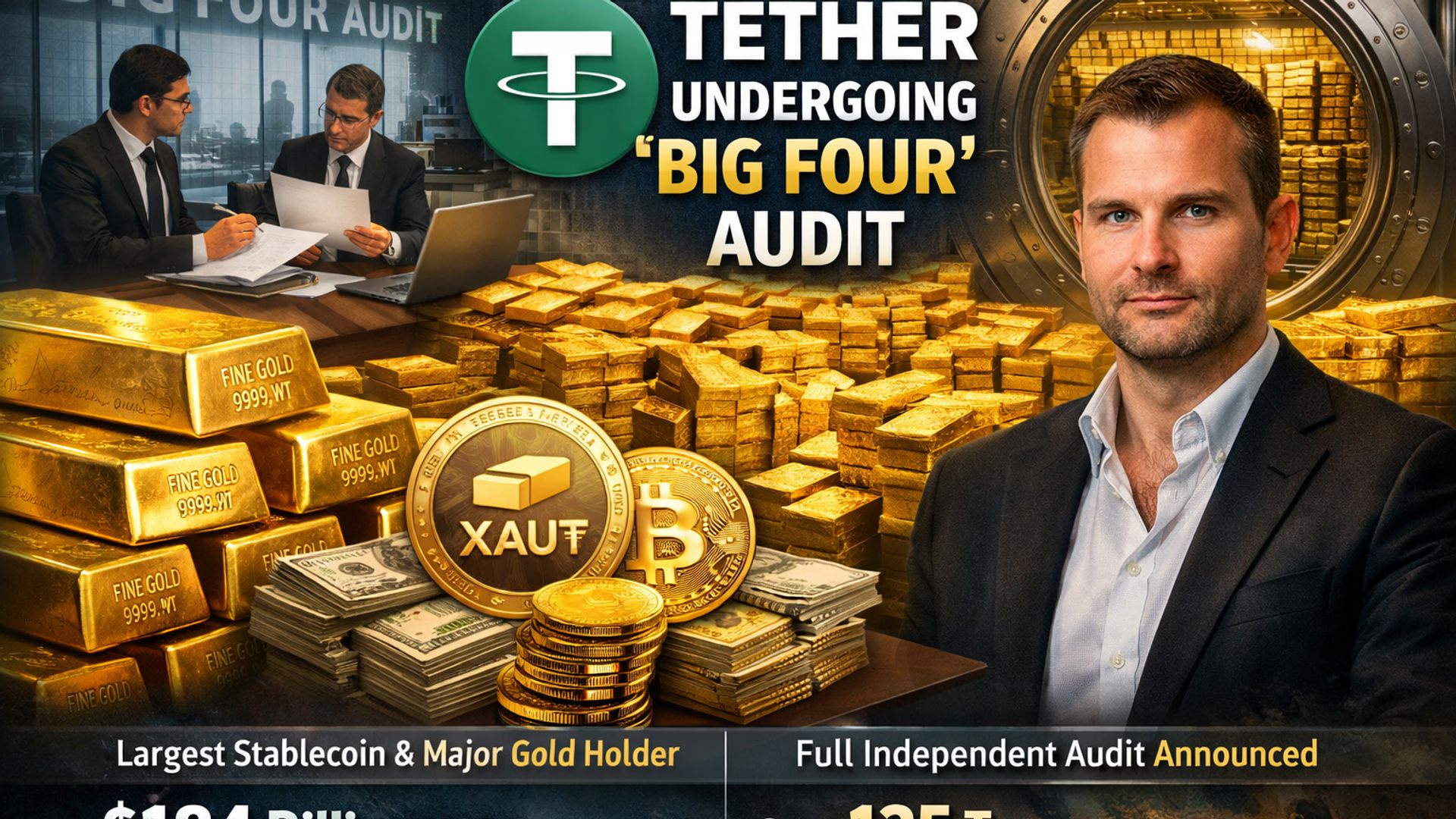 Tether công bố kiểm toán Big Four đầu tiên, dự trữ vàng lớn ảnh hưởng giá vàng