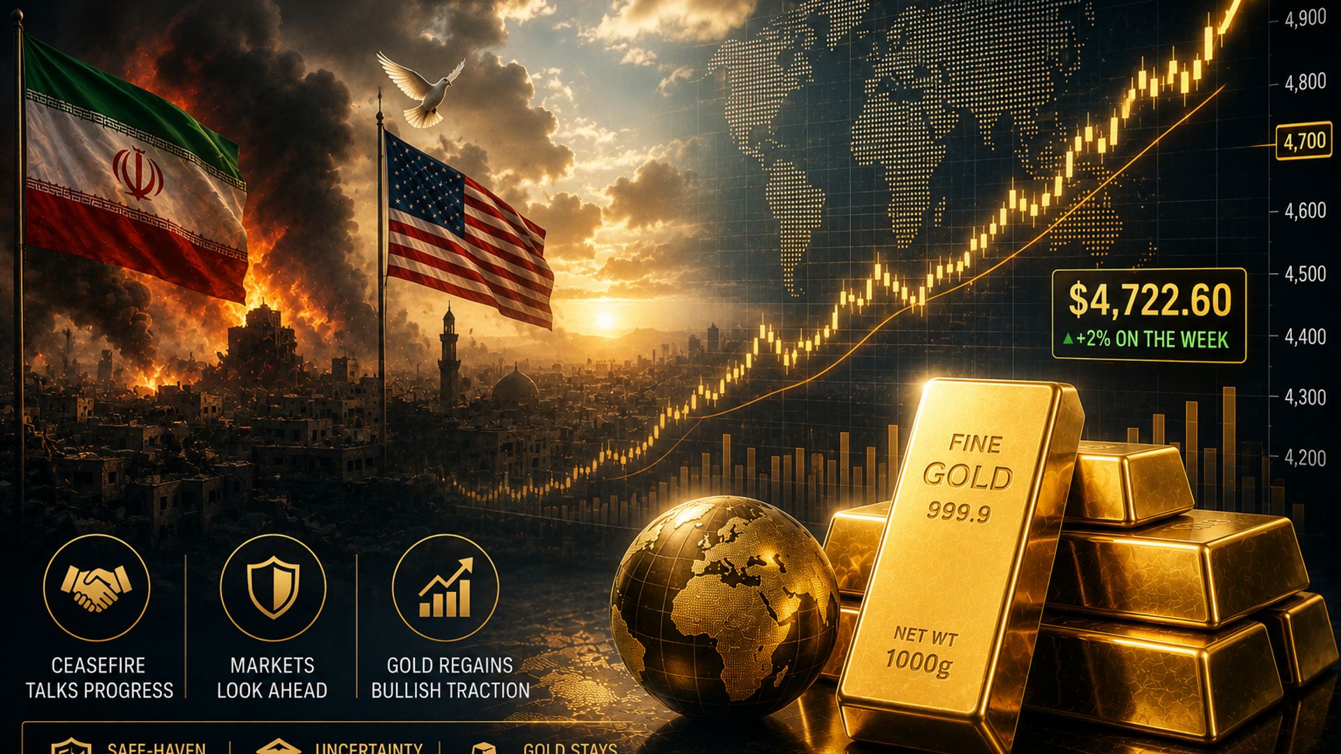 Giá vàng bật tăng trên 4.700 USD/ounce nhờ tín hiệu lạc quan từ Trung Đông
