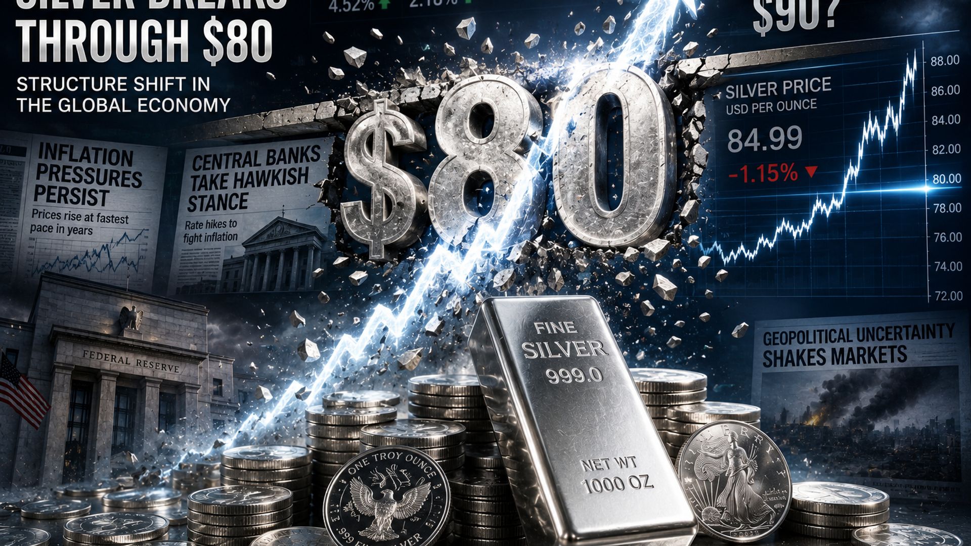 Giá bạc vượt mốc 80 USD/ounce, dấu hiệu chuyển dịch kinh tế toàn cầu