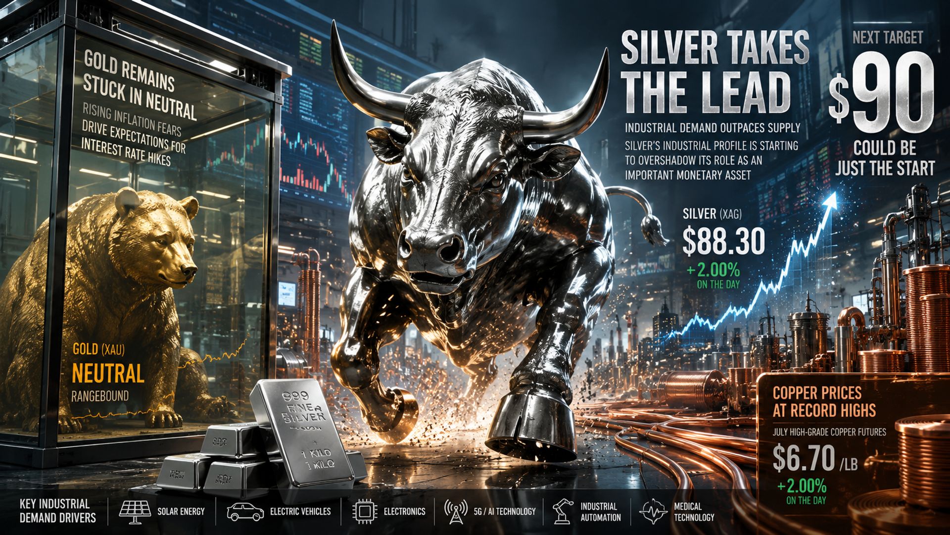 Giá bạc tăng mạnh, ngưỡng 90 USD/ounce có thể chỉ là khởi đầu
