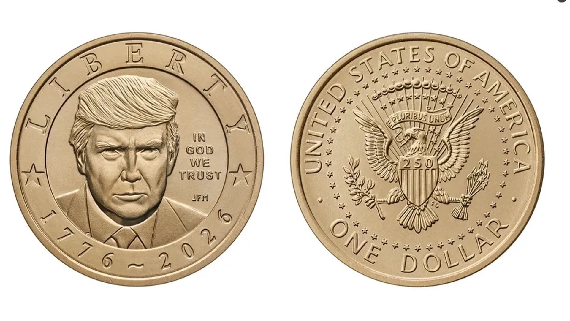 Đồng xu mạ vàng hình Tổng thống Trump kỷ niệm 250 năm nước Mỹ