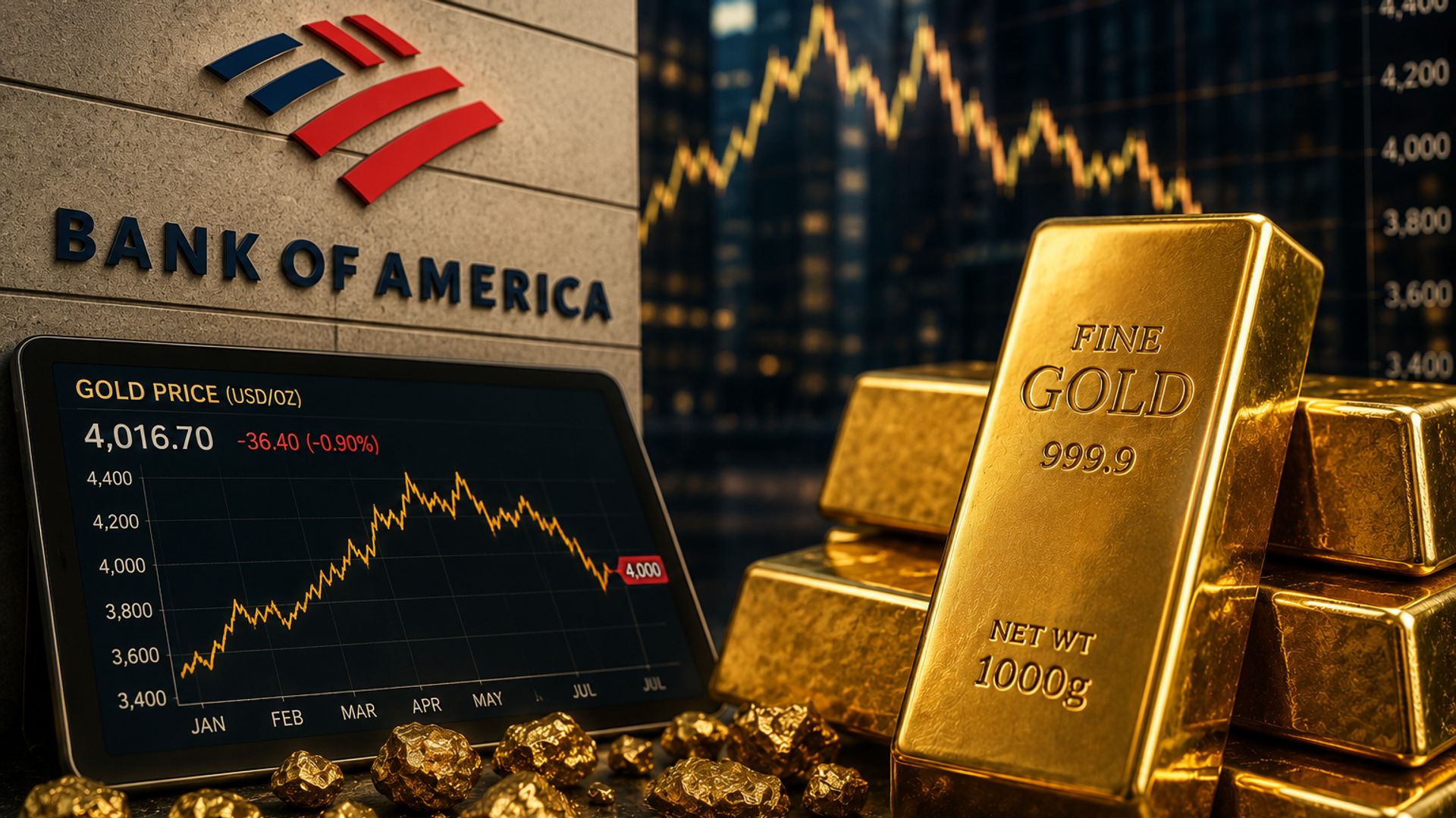 Giá vàng có thể giảm sâu hơn, Bank of America khuyên nhà đầu tư mua vào khi điều chỉnh