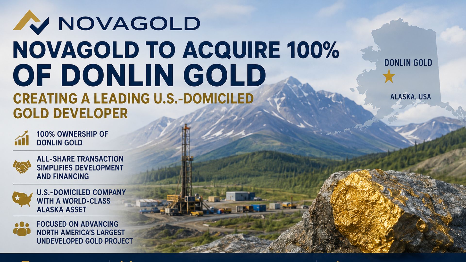 NOVAGOLD sở hữu 100% dự án Donlin Gold, tạo đà phát triển mỏ vàng lớn nhất Bắc Mỹ
