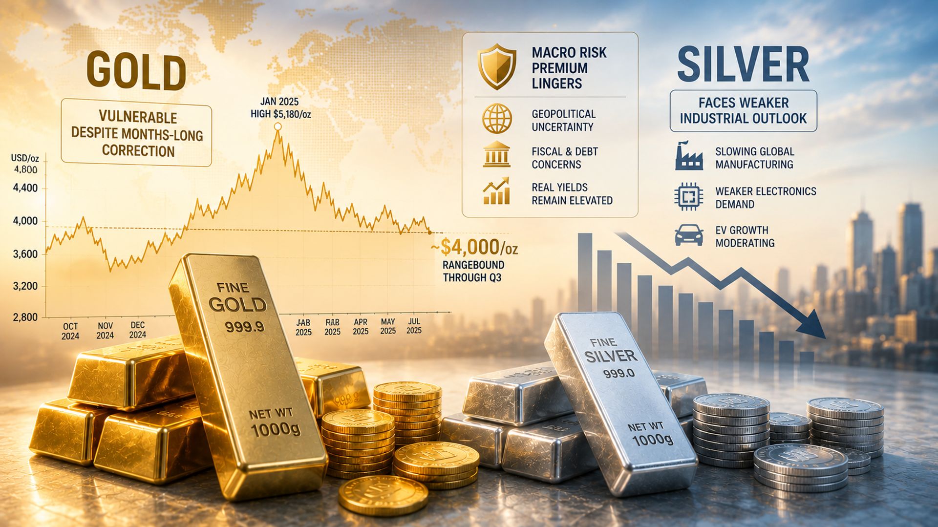Giá vàng thế giới giằng co quanh 4.000 USD trong bối cảnh rủi ro kinh tế vĩ mô kéo dài