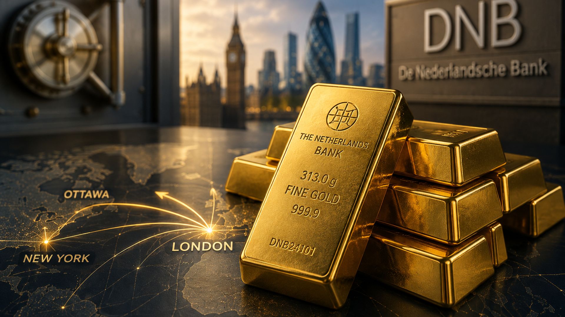 Ngân hàng Trung ương Hà Lan chuyển 86 tấn vàng từ Mỹ và Canada sang London
